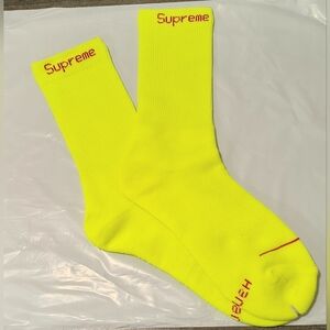 Supreme Neon Yellow Crew Socks | Hype Streetwear | Unisex